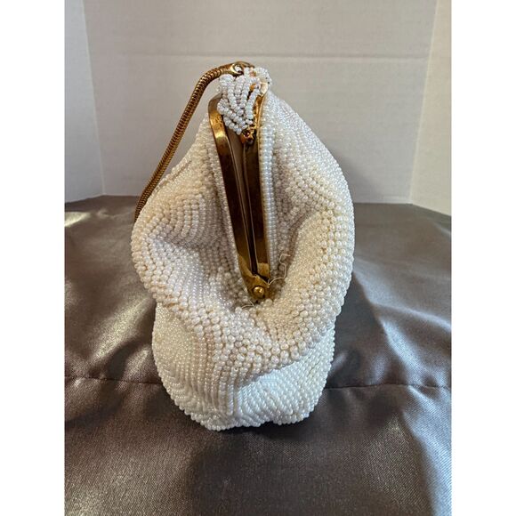 Vintage Made in France White Beaded Evening Bag Set (NOS) - Picture 5 of 10